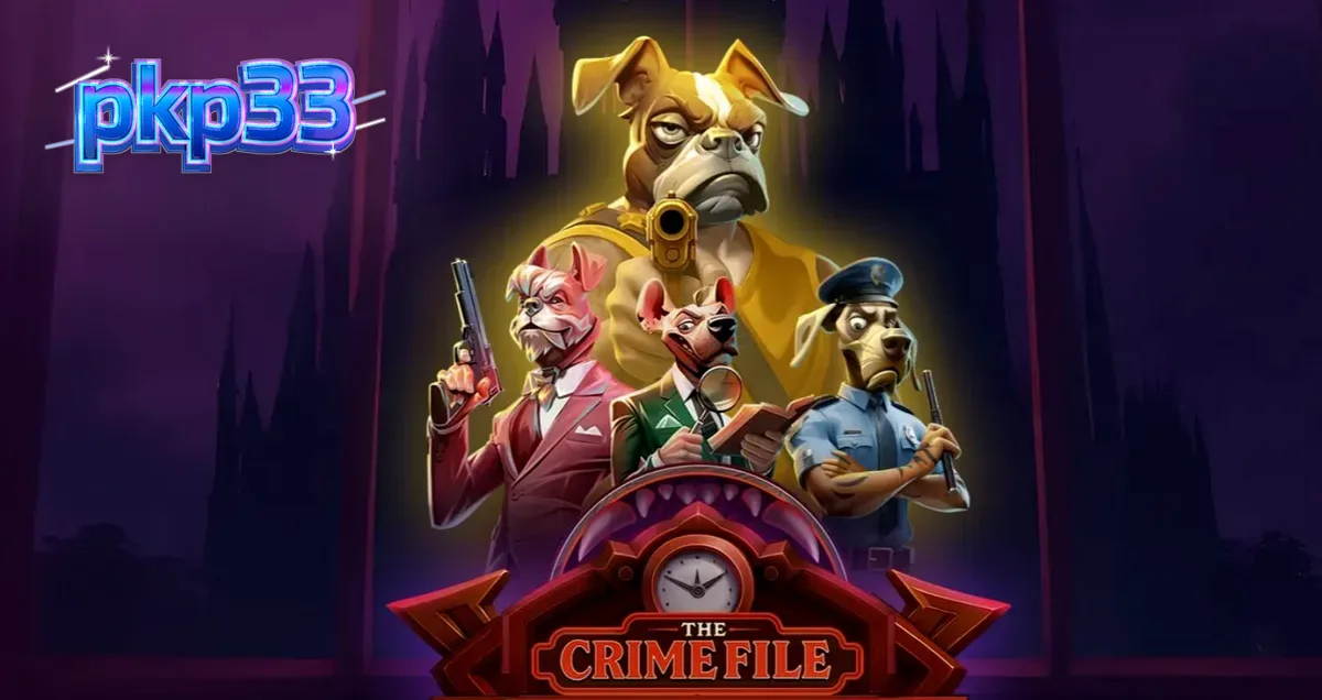 Cena noir de um detetive canino em The Crime File